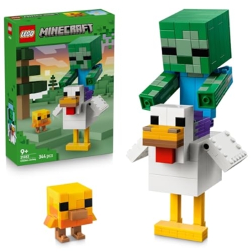 LEGO Minecraft Hühnerreiter - Bauspielzeug - Zimmerdeko zum Videospiel mit Zombiebaby, Huhn und Küken - Fanartikel zum Sammeln und Ausstellen - Geschenk für Gamer ab 9 Jahren - 21582 - 1