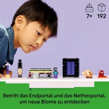 LEGO Minecraft Reise durch Nether und Endportal - Kinder Spielzeug mit Helden, Enderman und Baby Hoglin Figuren - Set mit Minecraft Figur - Gamer Geschenk für Jungen und Mädchen ab 7 Jahren - 21584 - 2