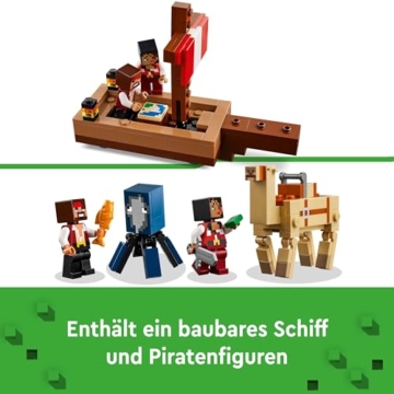 LEGO Minecraft The Pirate Ship Voyage - Boat Toy with 2 Pirates & 2 Animal Figures, Plus Accessories incl. a Sword & Map - Gamer Gift for 8+ Year Old Boys and Girls 21259 - 3