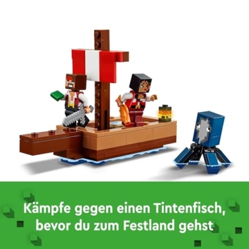LEGO Minecraft The Pirate Ship Voyage - Boat Toy with 2 Pirates & 2 Animal Figures, Plus Accessories incl. a Sword & Map - Gamer Gift for 8+ Year Old Boys and Girls 21259 - 5
