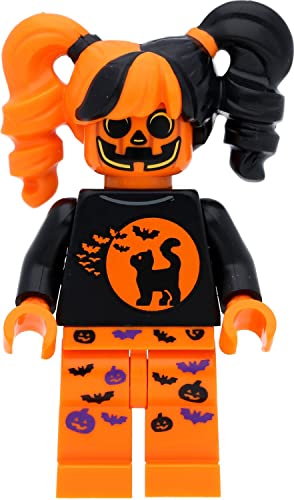 LEGO Minifigur Mädchen im Halloween Kostüm (Katzenmotiv) mit Kürbissen - 2