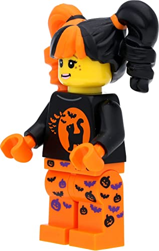 LEGO Minifigur Mädchen im Halloween Kostüm (Katzenmotiv) mit Kürbissen - 4