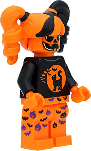 LEGO Minifigur Mädchen im Halloween Kostüm (Katzenmotiv) mit Kürbissen - 9