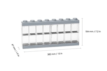 LEGO Minifiguren-Schaukasten für 16 Minifiguren, Stapelbare Wand- oder Tischbox, grau - 4