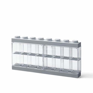 LEGO Minifiguren-Schaukasten für 16 Minifiguren, Stapelbare Wand- oder Tischbox, grau - 1