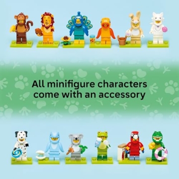 Lego Minifiguren Serie 28 mit 12 Figuren: Komplett-Set der Lego Minifiguren Serie 71051 Tiere (inkl. bedruckter Fliese) - 3