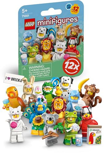 Lego Minifiguren Serie 28 mit 12 Figuren: Komplett-Set der Lego Minifiguren Serie 71051 Tiere (inkl. bedruckter Fliese) - 1