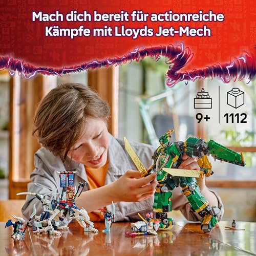 LEGO NINJAGO 2in1 Lloyds Jet-Mech - Spielzeug mit 5 Minifiguren, Drachen, Ausrüstung und fliegendem Motorrad - Geschenk für Jungen und Fans von Aufstieg der Drachen ab 9 Jahren 71845 - 2