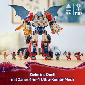 LEGO NINJAGO 4in1 Zanes Ultra-Kombi-Mech - Spielzeug mit Auto Modell - Umbaubar in einen Jet oder Drachen Figur - Inkl. 6 Minifiguren - Bauspielzeug für Jungen und Mädchen ab 9 Jahren 71834 - 2