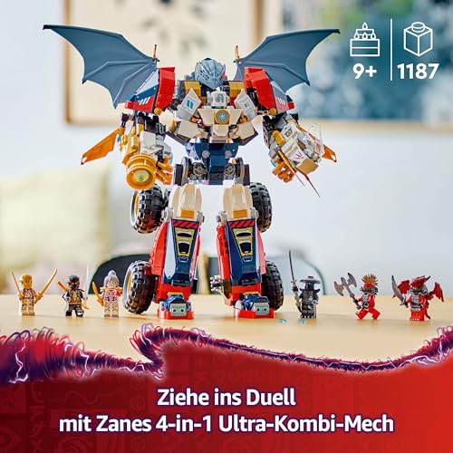 LEGO NINJAGO 4in1 Zanes Ultra-Kombi-Mech - Spielzeug mit Auto Modell - Umbaubar in einen Jet oder Drachen Figur - Inkl. 6 Minifiguren - Bauspielzeug für Jungen und Mädchen ab 9 Jahren 71834 - 2