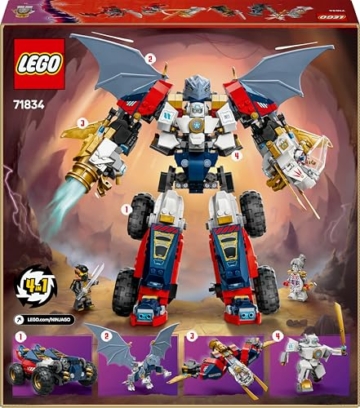 LEGO NINJAGO 4in1 Zanes Ultra-Kombi-Mech - Spielzeug mit Auto Modell - Umbaubar in einen Jet oder Drachen Figur - Inkl. 6 Minifiguren - Bauspielzeug für Jungen und Mädchen ab 9 Jahren 71834 - 11
