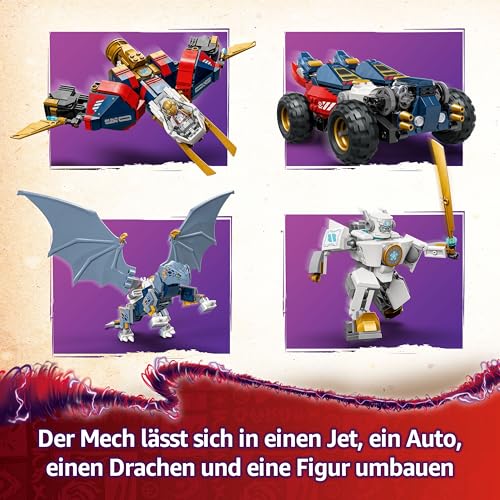 LEGO NINJAGO 4in1 Zanes Ultra-Kombi-Mech - Spielzeug mit Auto Modell - Umbaubar in einen Jet oder Drachen Figur - Inkl. 6 Minifiguren - Bauspielzeug für Jungen und Mädchen ab 9 Jahren 71834 - 3