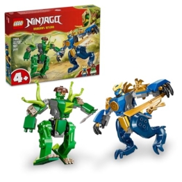 LEGO NINJAGO Duell mit Jays Drachen-Mech - Ninja Spielzeug für Jungen und Mädchen - Modellbau mit 2 Actionfiguren, 2 Minifiguren, Katana und Schwert - Geschenk für Kinder ab 4 Jahren - 71853 - 1