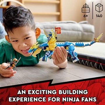 LEGO NINJAGO Jays Donnerdrache EVO 71760 - Spielfigur und Viperschlange Set mit Minifiguren, Sammel-Speed-Mission-Banner, Ninja-Battle-Abenteuer, tolles Geschenk für Kinder ab 6 Jahren - 2