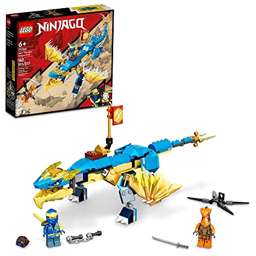 LEGO NINJAGO Jays Donnerdrache EVO 71760 - Spielfigur und Viperschlange Set mit Minifiguren, Sammel-Speed-Mission-Banner, Ninja-Battle-Abenteuer, tolles Geschenk für Kinder ab 6 Jahren - 1