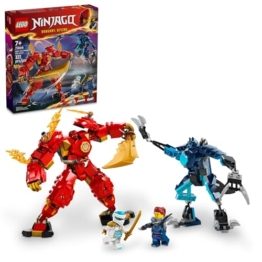 LEGO NINJAGO Kai's Elemental Fire Mech Actionfigur, Mini-Ninja-Spielzeug für Kinder mit anpassbarer roter Ninja-Figur Plus Kai- und Zane-Minifiguren 71808 - 1