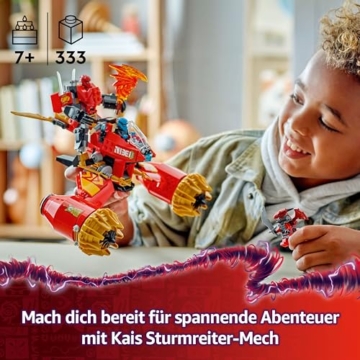 LEGO NINJAGO Kais Sturmreiter-Mech - Fliegendes Motorrad Spielzeug mit 3 Minifiguren - Mech mit beweglichem Kopf, Armen und Beinen - Bauspielzeug - Geschenk für Jungen & Mädchen ab 7 Jahren 71830 - 2