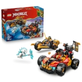 LEGO NINJAGO Kais und Coles Kombi-Flitzer - Ninja Spielzeug mit Auto, Motorrad, 3 Minifiguren inkl. Kai & Cole mit Katanas - Geschenkidee für Jungen ab 7 Jahren und Dragons Rising Fans - 71864 - 1