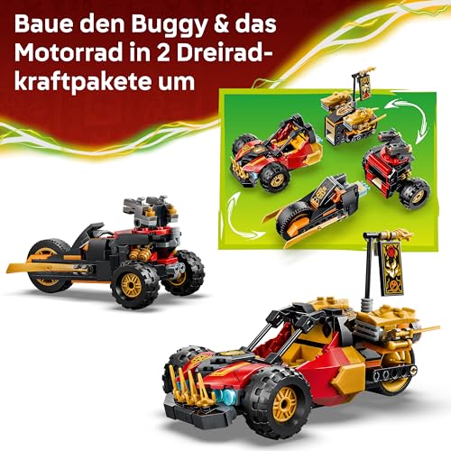 LEGO NINJAGO Kais und Coles Kombi-Flitzer - Ninja Spielzeug mit Auto, Motorrad, 3 Minifiguren inkl. Kai & Cole mit Katanas - Geschenkidee für Jungen ab 7 Jahren und Dragons Rising Fans - 71864 - 3