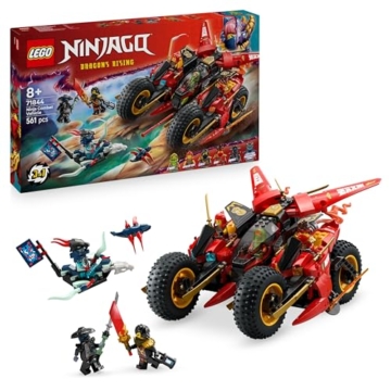LEGO NINJAGO Ninja-Actionflitzer - 3-in-1-Spielzeug mit 2 Ninja-Bikes, 1 Jet und 6 Minifiguren, einschließlich Kai und Frak - Aufstieg der Drachen Geschenk für Jungen ab 8 Jahren - 71844 - 1