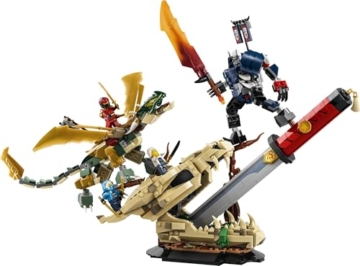 LEGO NINJAGO Showdown auf der Drachenklinge - Ninja Spielzeug mit Drache, Mech Actionfigur & 4 Minifiguren mit Katanas - Kinderzimmer Deko - Geschenkidee ab 9 Jahren und Fans - 71871 - 2