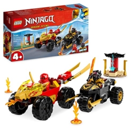 LEGO NINJAGO Verfolgungsjagd Set mit Kais Flitzer und Ras' Motorrad, Spielzeug für Kinder ab 4 Jahren, Ninja-Auto-Spielzeug zum Bauen, Minifigur zum Sammeln 71789 - 1
