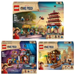 LEGO One Piece 3er Set: 75636 Hütte im Windmühlendorf, 75637 Zirkuszelt von Buggy dem Clown & 75638 Showdown im Arlong Park - 1