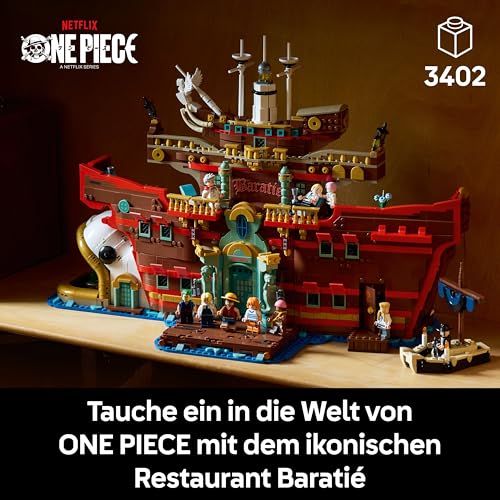LEGO ONE PIECE - Baratié, das Schwimmende Restaurant - Bauset für Erwachsene - Modellbau mit detailliertem Innenraum sowie 10 Minifiguren inkl. Luffy, Nami & Sanji - Anime Geschenk für Fans - 75640 - 2