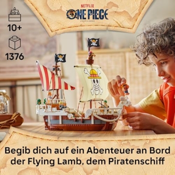LEGO ONE PIECE - Das Piratenschiff Flying Lamb (Going Merry) - Spielset mit 5 Minifiguren - inkl. Ruffy, Zoro & Nami - Spielzeug zum Bauen - Geschenk für Jungen, Mädchen & Fans ab 10 Jahren - 75639