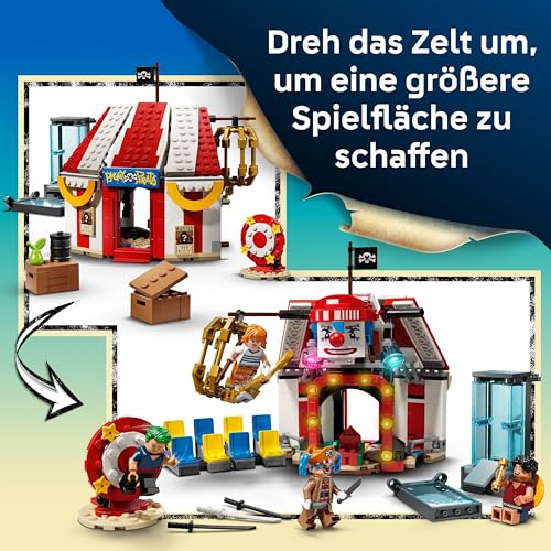 LEGO ONE PIECE Zirkuszelt von Buggy dem Clown - Interaktives Spielzeug mit 4 Minifiguren - Ruffy, Nami & Zoro sowie 2 Steckbriefen - Kreatives Geschenk für Jungen, Mädchen & Fans ab 8 Jahren - 75637 - 3