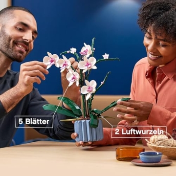 LEGO Orchidee 10311: LEGO Blumen Deko Set mit bedruckter Fliese - Klemmbausteine Blumenstrauß für Erwachsene aus der Botanical Collection, Orchideen Blume - 4