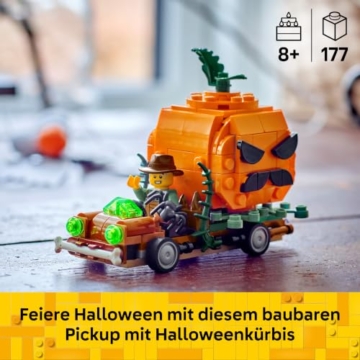 LEGO Pickup mit Halloweenkürbis Spielzeugfahrzeug - Halloween Spielzeug zum Basteln mit Kürbis & Einer Farmer Minifigur - Kinderzimmer Deko - Geschenk für Jungen & Mädchen ab 8 Jahre - 40822 - 2