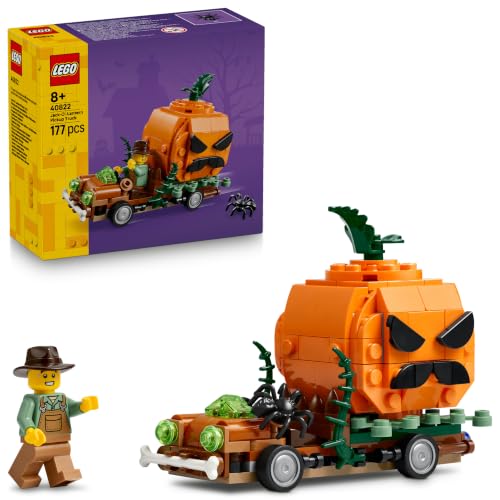 LEGO Pickup mit Halloweenkürbis Spielzeugfahrzeug - Halloween Spielzeug zum Basteln mit Kürbis & Einer Farmer Minifigur - Kinderzimmer Deko - Geschenk für Jungen & Mädchen ab 8 Jahre - 40822 - 1