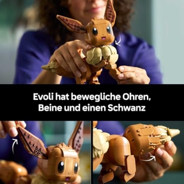 LEGO Pokémon Evoli Figur - Bauset für Erwachsene - Anime Modellbau mit beweglichen Gliedmaßen, Ohren und Schwanz - DIY Deko für Zimmer oder Schreibtisch - Sammler Geschenkidee für Gaming Fans – 72151 - 4