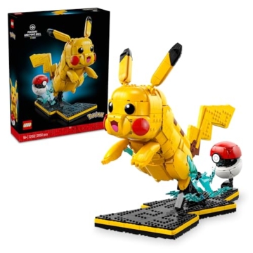 LEGO Pokémon Pikachu und Pokéball - Bauset für Erwachsene - Modellbau mit beweglicher Anime Figur und dynamischem Ständer - DIY Deko für Zimmer oder Schreibtisch - Geschenk für Gaming Fans - 72152 - 1