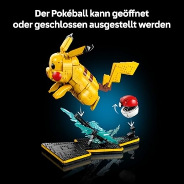 LEGO Pokémon Pikachu und Pokéball - Bauset für Erwachsene - Modellbau mit beweglicher Anime Figur und dynamischem Ständer - DIY Deko für Zimmer oder Schreibtisch - Geschenk für Gaming Fans - 72152 - 5