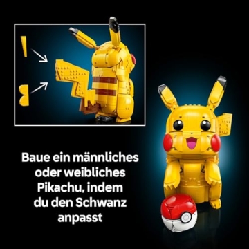 LEGO Pokémon Pikachu und Pokéball - Bauset für Erwachsene - Modellbau mit beweglicher Anime Figur und dynamischem Ständer - DIY Deko für Zimmer oder Schreibtisch - Geschenk für Gaming Fans - 72152 - 6