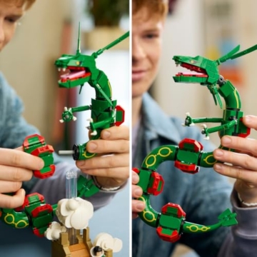 LEGO Pokémon Rayquaza - Modellbausatz für Erwachsene mit Drachenfigur, Trainerin Amalia Minifigur & Ultraball - DIY Zimmer oder Regal Deko - Sammelbares Gaming Geschenk - 72168 - 4