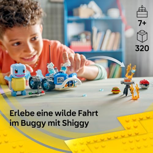 LEGO Pokémon SMART Play: Trainer-Buggyabenteuer mit Schiggy - kompatibles interaktives Set mit 2 SMART Tags und 1 Pokémon Figur - Geschenkidee für Kinder ab 7 Jahren - 72156 - 2
