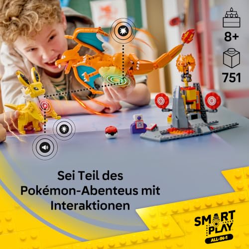 LEGO Pokémon SMART Play: Ultimativer Showdown zwischen Glurak und Blitza - All-in-1 Set mit 2 SMART Bricks, 4 Tags, 2 Figuren & Ladegerät - Geschenk für Kinder ab 8 Jahren - 72167 - 2