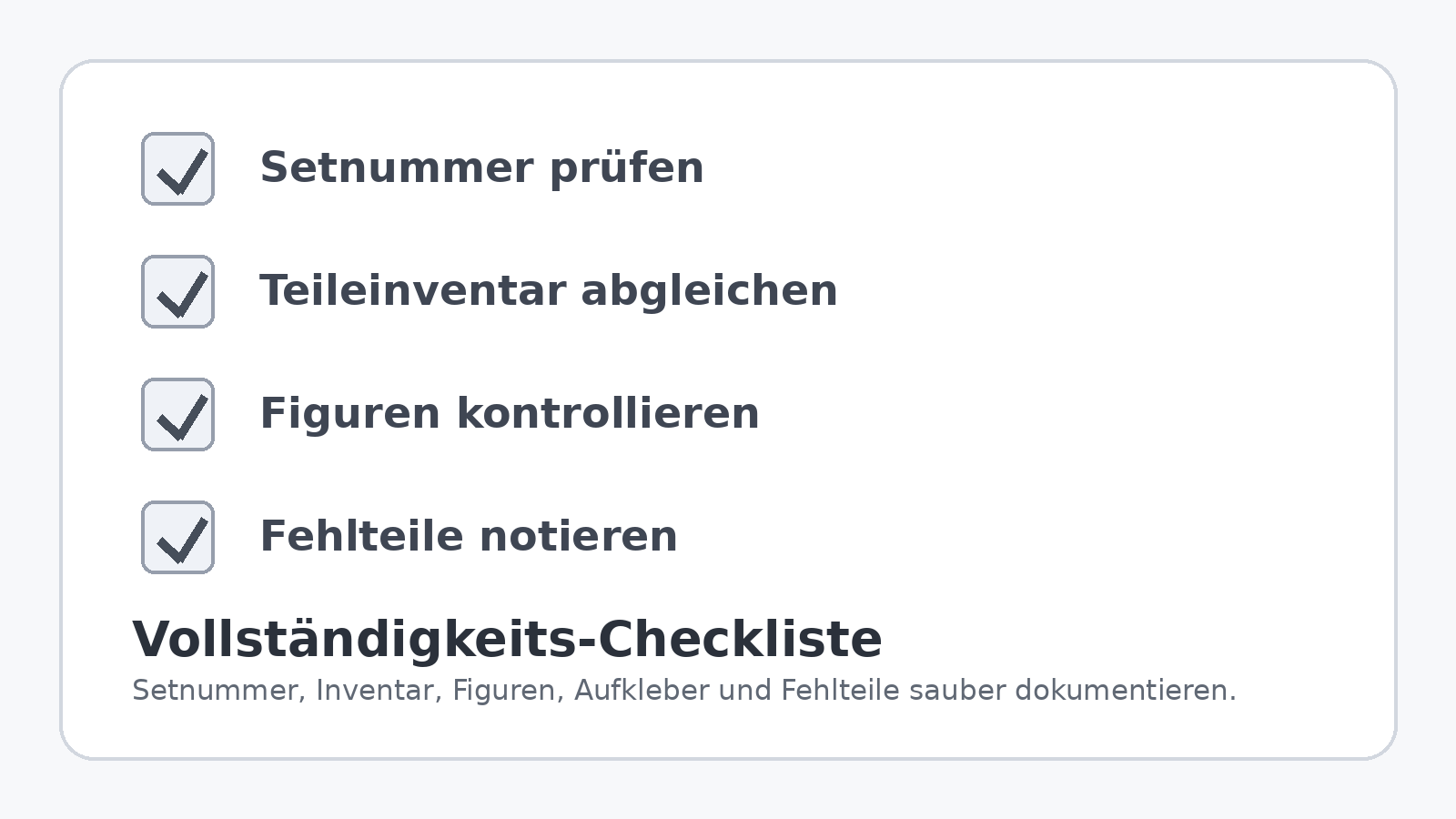 Checkliste zur vollständigen Prüfung eines gebrauchten LEGO Sets