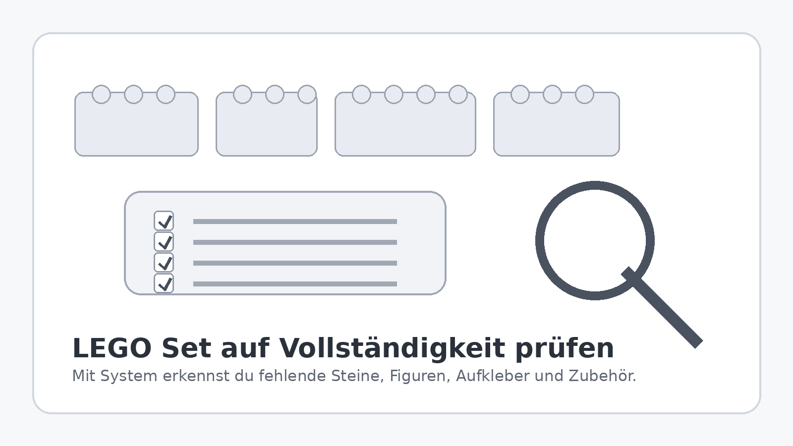 LEGO Set mit Checkliste auf Vollständigkeit prüfen