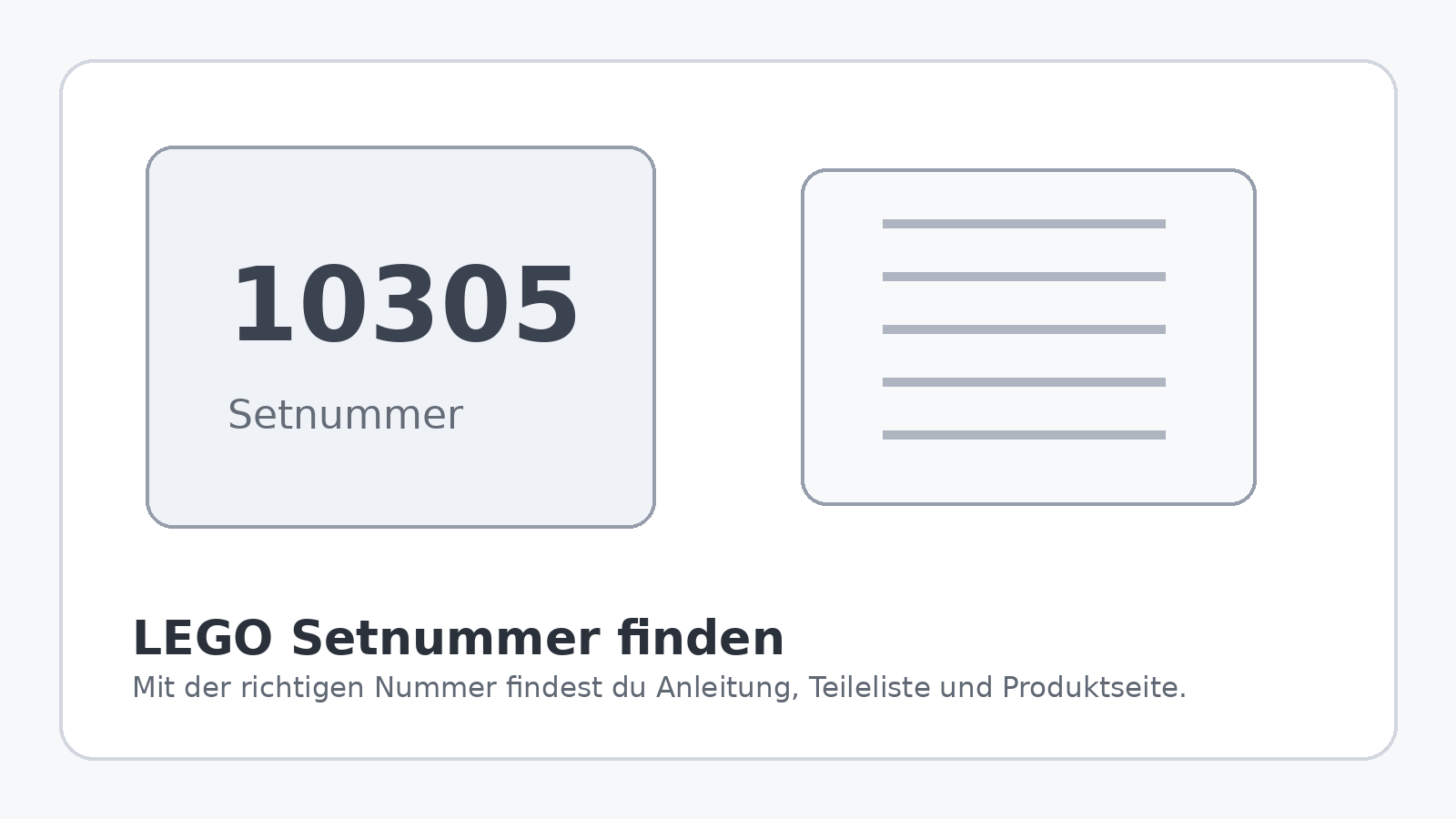 LEGO Setnummer zur Identifikation eines Modells finden