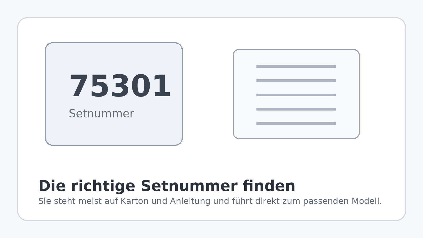 Beispielhafte Setnummer zur Suche nach einer LEGO Bauanleitung