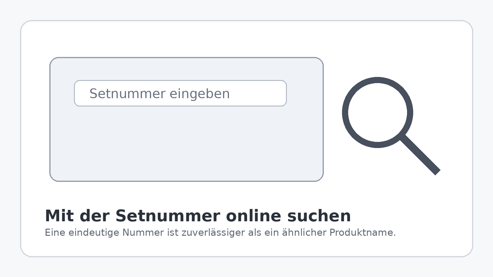 LEGO Setnummer online eingeben und Modell eindeutig abgleichen