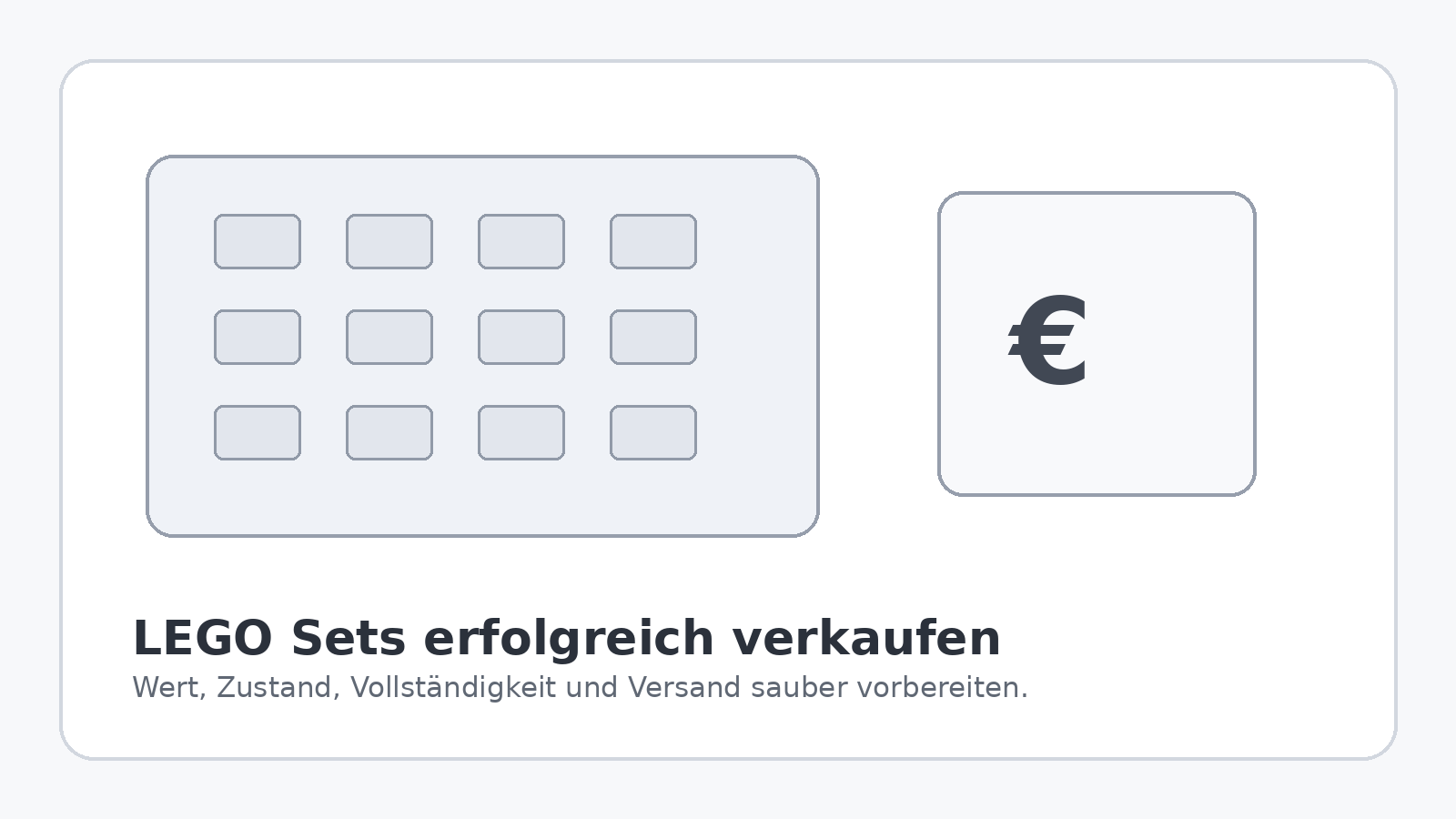 LEGO Set mit Teilen und Preisangabe für den Verkauf vorbereiten