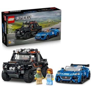 LEGO Speed Champions Jaguar Project 7 & Land Rover Defender - Bauset mit 2 Spielzeugautos und 2 Minifiguren - Geschenk für Kinder und Autofans ab 10 Jahren - 77264 - 1