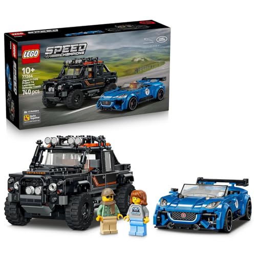 LEGO Speed Champions Jaguar Project 7 & Land Rover Defender - Bauset mit 2 Spielzeugautos und 2 Minifiguren - Geschenk für Kinder und Autofans ab 10 Jahren - 77264 - 1