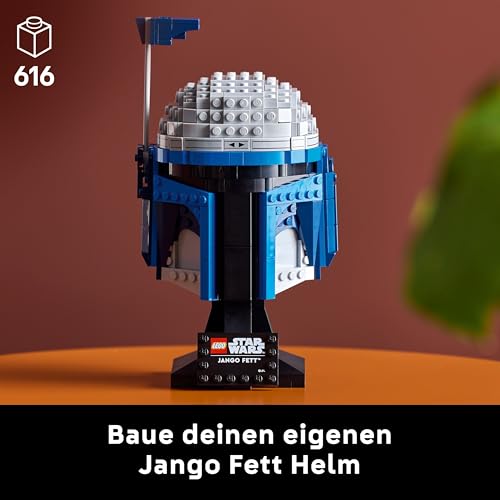 LEGO Star Wars 75408 Jango Fett Helm - Mandalorian Bauset für Erwachsene - Modell mit Ständer, Namensschild und Verstellbarer Antenne - Geschenk für Fans von Angriff der Klonkrieger - 2
