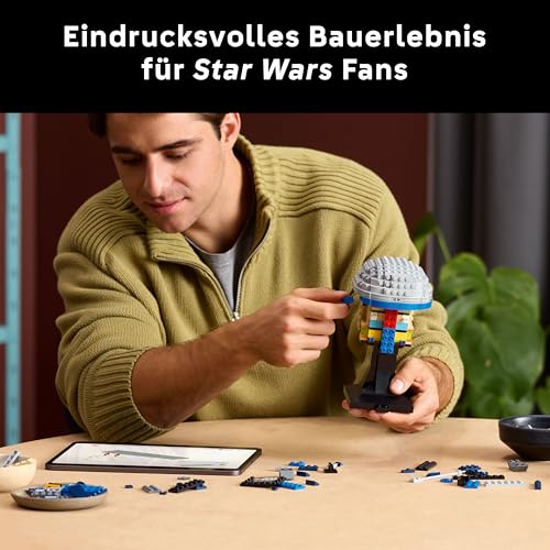 LEGO Star Wars 75408 Jango Fett Helm - Mandalorian Bauset für Erwachsene - Modell mit Ständer, Namensschild und Verstellbarer Antenne - Geschenk für Fans von Angriff der Klonkrieger - 3